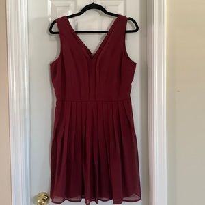 Doe & Rae Burgundy Pleated Dress